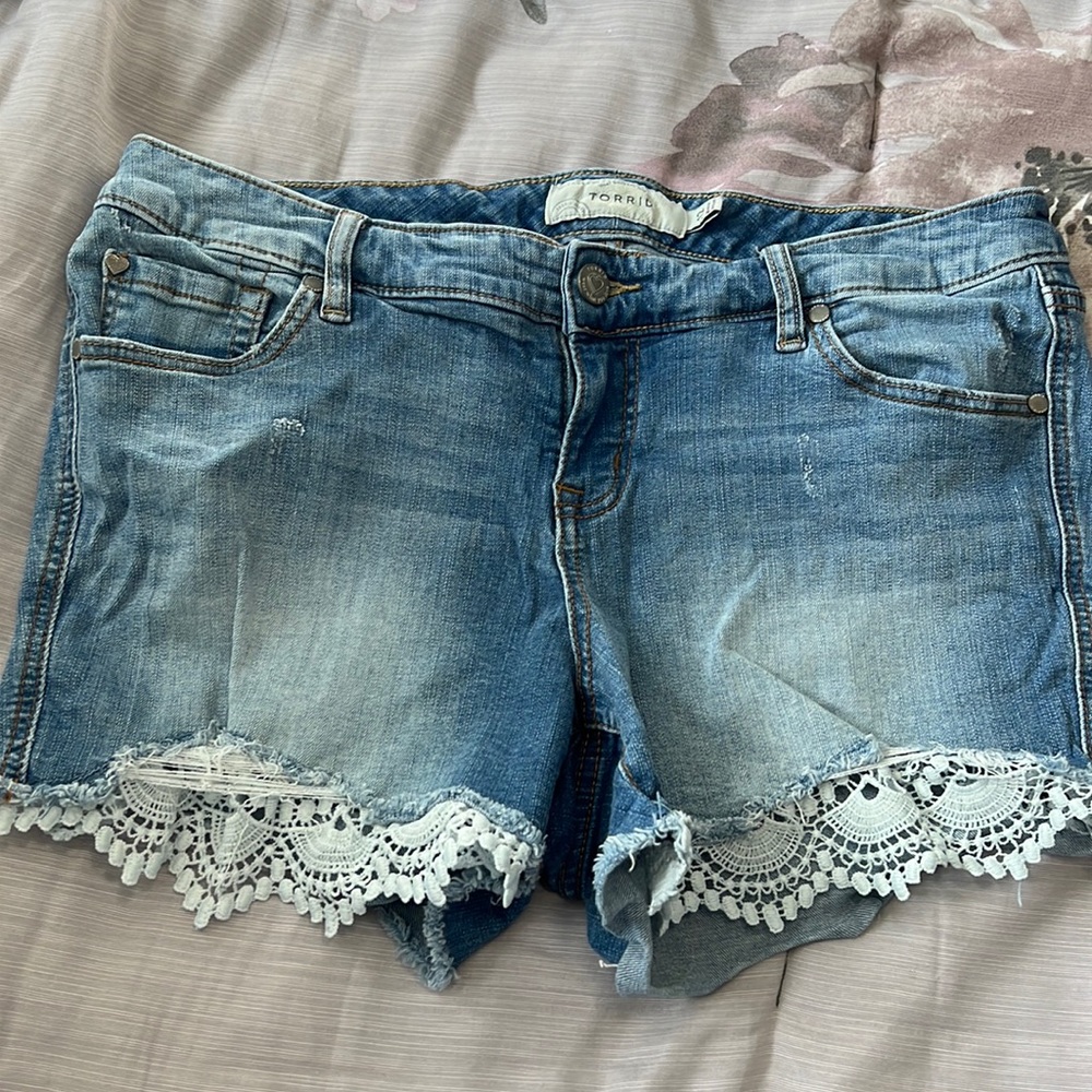 Torrid size 12 denim shorts with lace